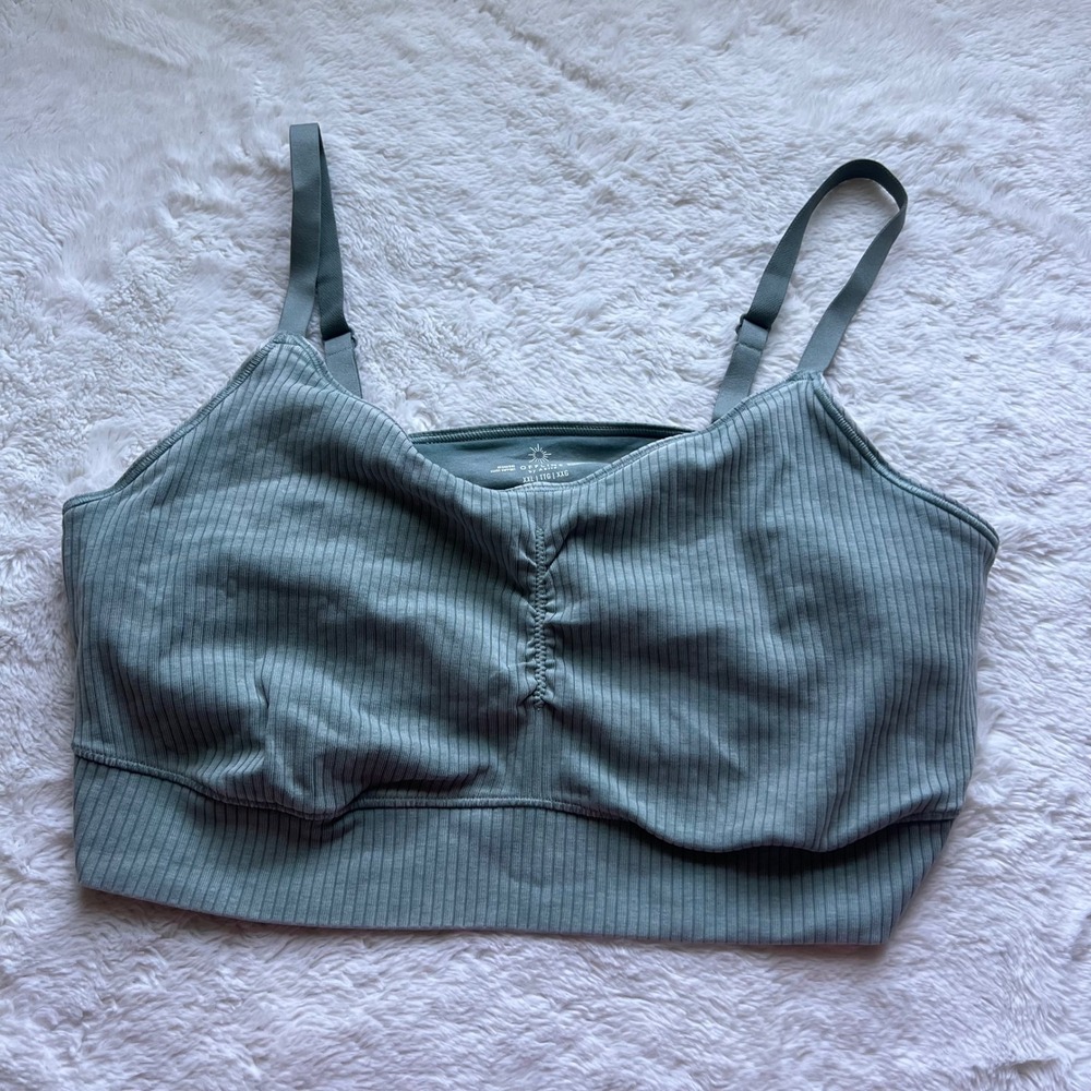 OFFLINE by Aerie Recharge Ribbed Bralette Sage Green XXL Least Support Cinched